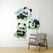 Cute Pandas tapices de nombres personalizados