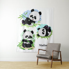 Cute Pandas tapices de nombres personalizados