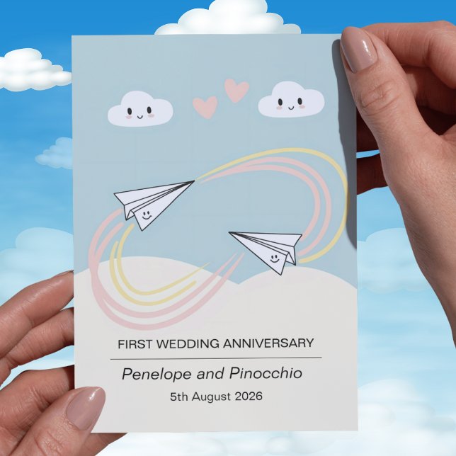 Cute Paper Plane 1er Aniversario Tarjeta Vuelo de  (Subido por el creador)