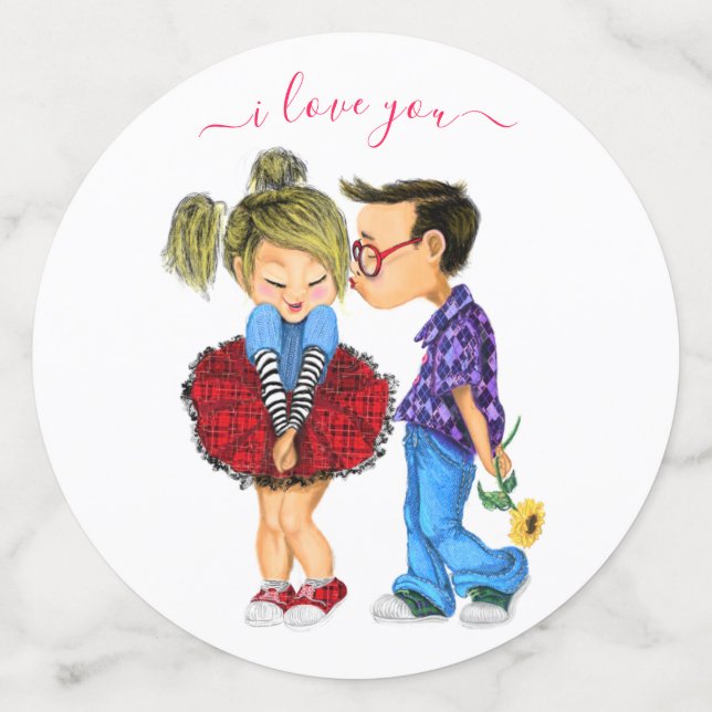 Cute Pareja Confetti - Te Amo - Texto Personalizad (Reverso grande)