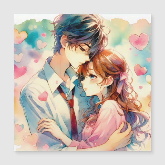 Cute pareja de anime enamorada (Anverso)