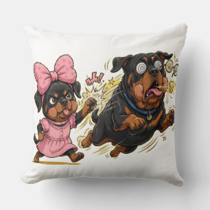 Cute Pareja de Rottweiler Almohada - Rottie Gi con