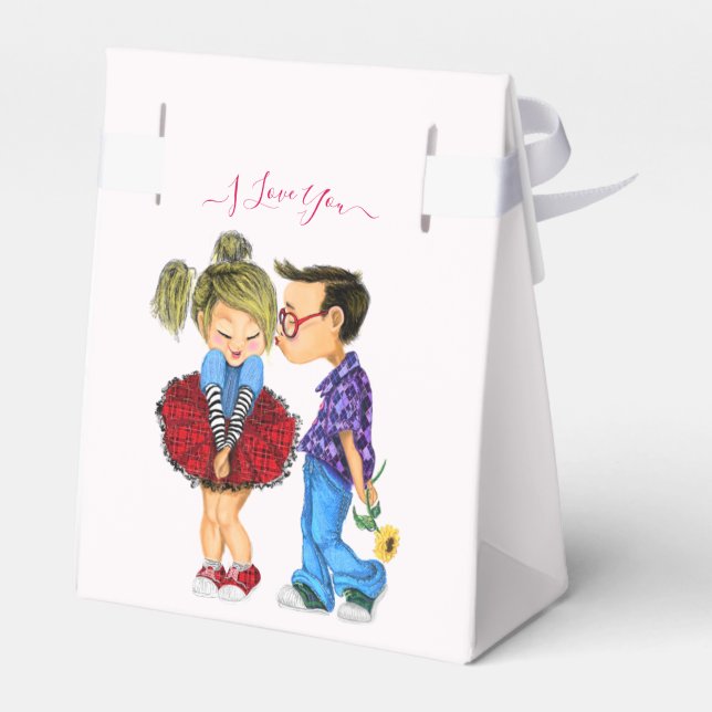 Cute pareja favorece a las cajas con texto - te am (Reverso)