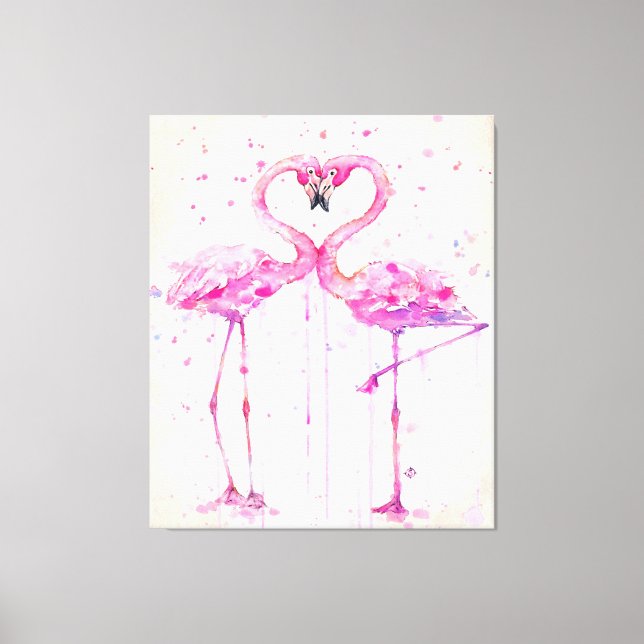 Cute Pareja Flamingo Amor Imprimir Arte (Anverso)