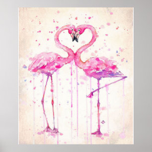 Cute Pareja Flamingo Amor Imprimir Arte