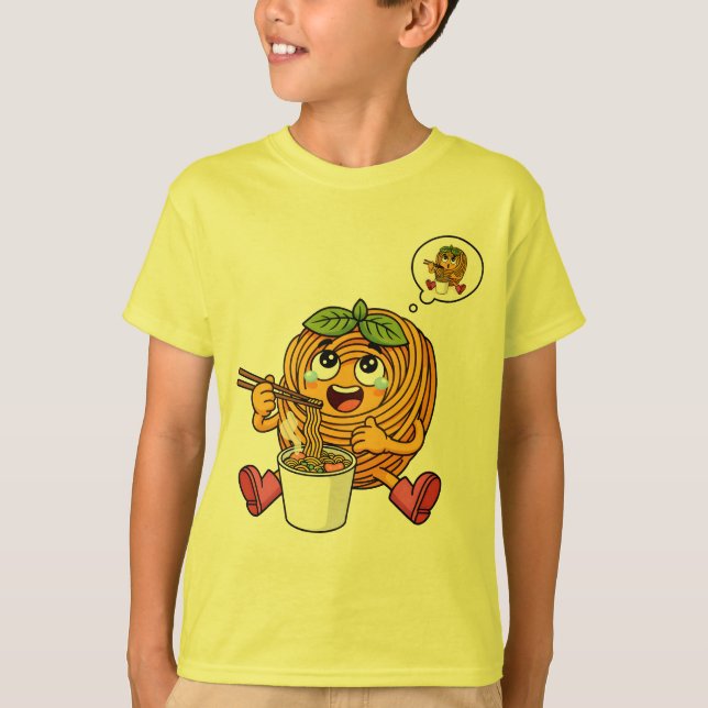 Cute Pasta Polo Eating Noodles T-Shirt (Anverso)