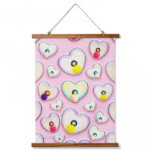 Cute Pastel Corazón Tapiz de pared con madera
