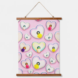 Cute Pastel Corazón Tapiz de pared con madera