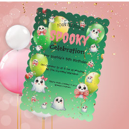 Cute Pastel Spooky Ghos Niños Invitación al cumple
