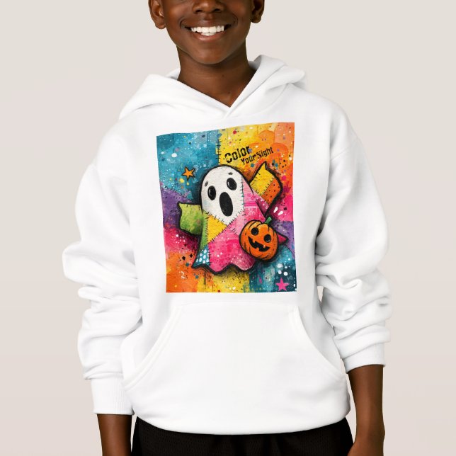 Cute Patchwork Ghost Colorful Splatter Art (Anverso)
