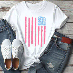 Cute Patriótico 4 july mujeres camiseta vertical