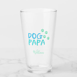 Cute Paw y Perro PAPA Typography Glass