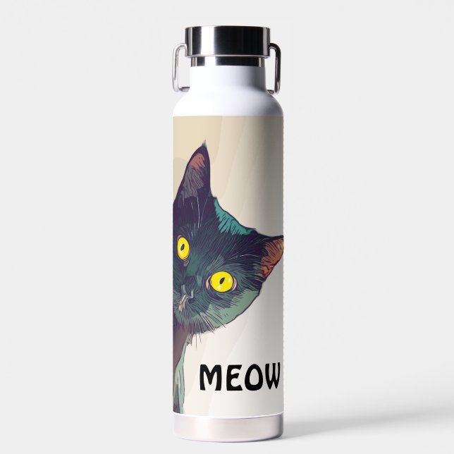 Cute Peeking Cat Diseño Botella de agua (Delantero)