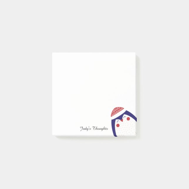 Cute Peeking Out Penguin 3" x 3" Notas Post-it® (Anverso)