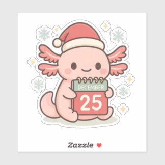 Cute pegatina de axolotl de Navidad | Kawaii Holid