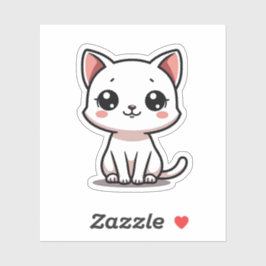 Cute pegatina de gatito blanco – Ojos grandes