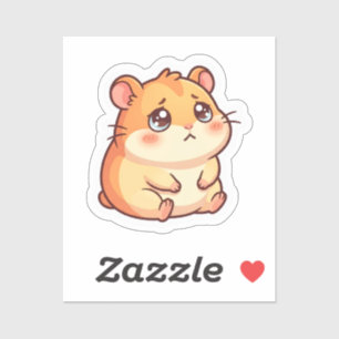 Cute Pegatina de Hámster Triste Kawaii