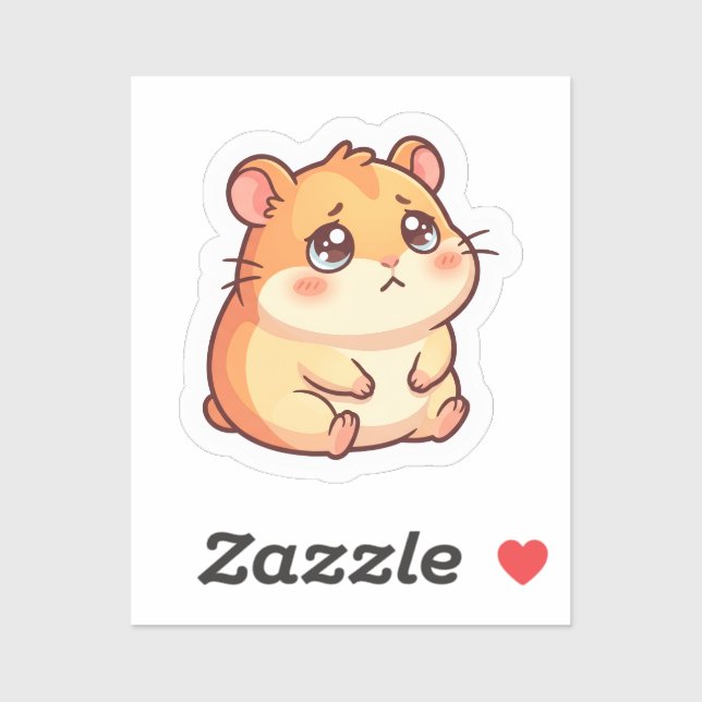 Cute Pegatina de Hámster Triste Kawaii (Hoja)