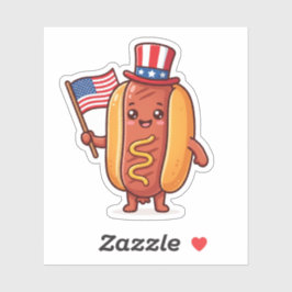 Cute Pegatina de Hotdog de Dibujos Patrióticos par