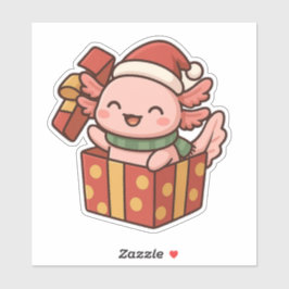 Cute Pegatina de Regalo de Navidad de Axolotl