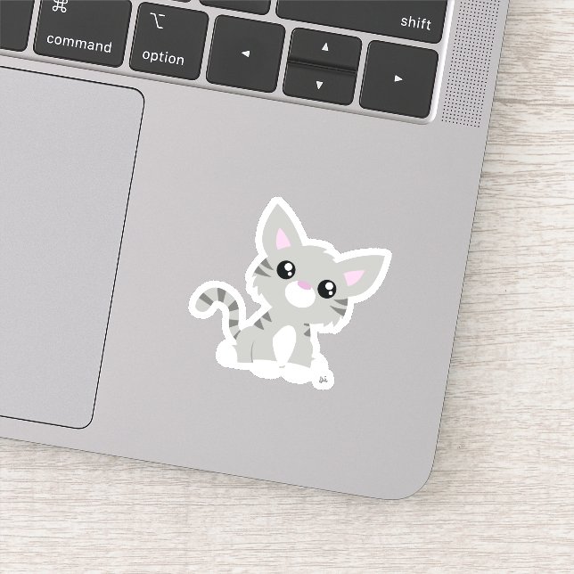 Cute pegatina de vinilo personalizada de gatito gr (Detalle)