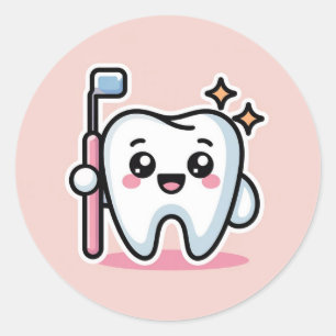 Cute Pegatina Redonda Clásica de Higienista Dental