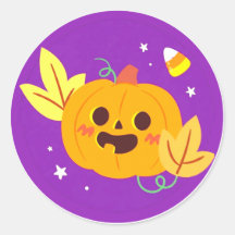 Cute Pegatinas de Calabaza Morada Feliz Halloween