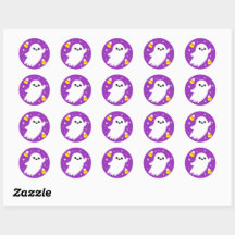 Cute Pegatinas de Fantasma Feliz Halloween Morado