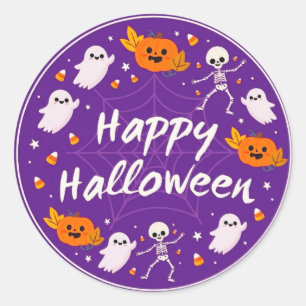 Cute Pegatinas de Halloween Moradas Felices