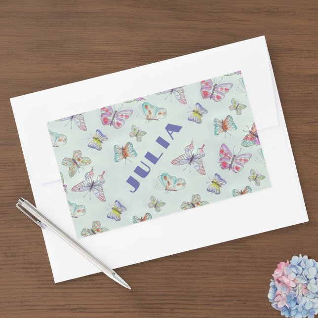 Cute Pegatinas de Nombre de Mariposas - Juego de C (Custom Name Sticker with cute butterflies 🦋)