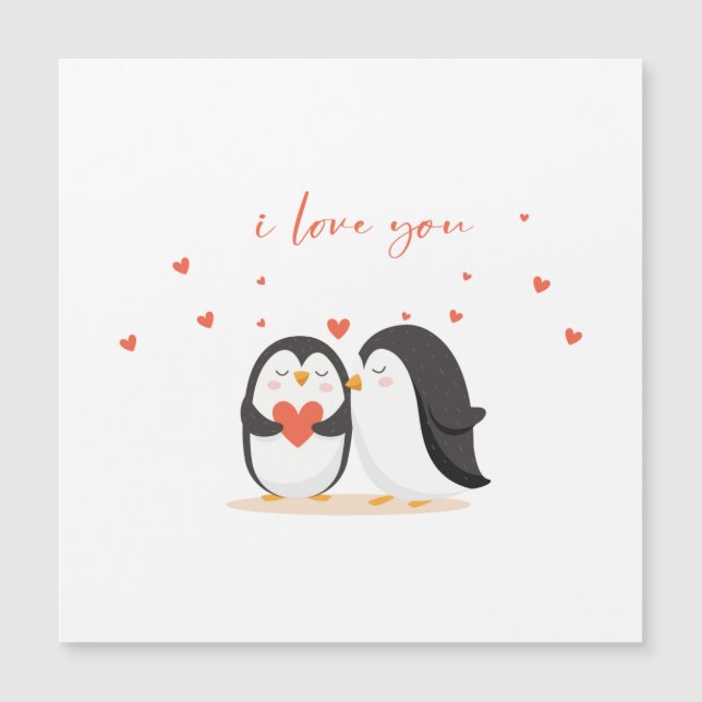 Cute Penguin Card - For Anniversary I Love You (Anverso)