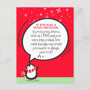 Cute Penguin Funny 2021 Math Problem Tarjeta de va