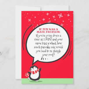 Cute Penguin Funny 2021 Math Problem Tarjeta de va