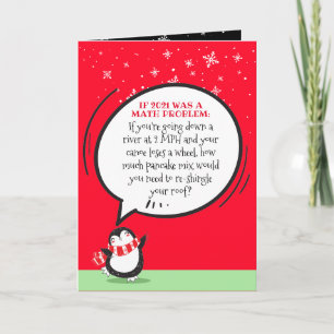 Cute Penguin Funny 2021 Math Problem Tarjeta de va
