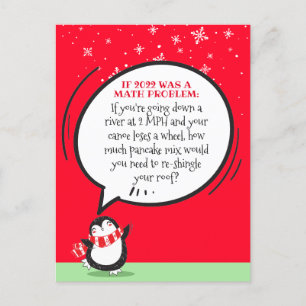 Cute Penguin Funny 2022 Math Problem Tarjeta de va