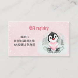 Cute Penguin Winter Tarjeta de Registro de Regalos