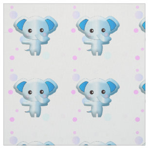 Cute pequeño bebé tela azul elefante