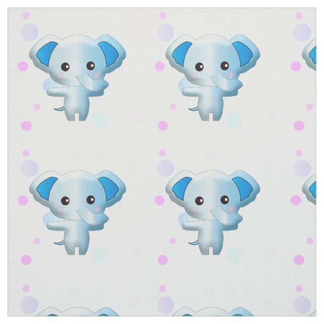 Cute pequeño bebé tela azul elefante (Retal)