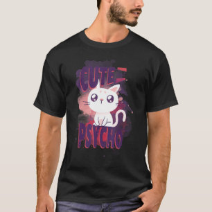 Cute pero Psycho divertida camiseta de gato para m