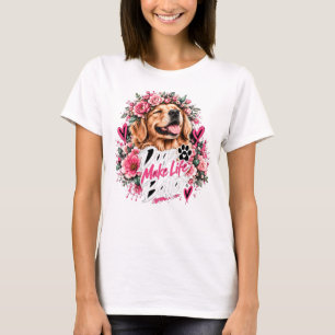 Cute Perro con Flores – Camiseta Femenina de Cacho