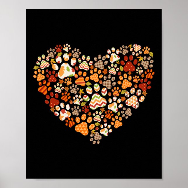 Cute Perro Gato Paw Calabaza Impresión Hoja De Oto (Frente)