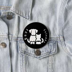 Cute Perro y Gato Mejores Amigos Silueta Pin Botón