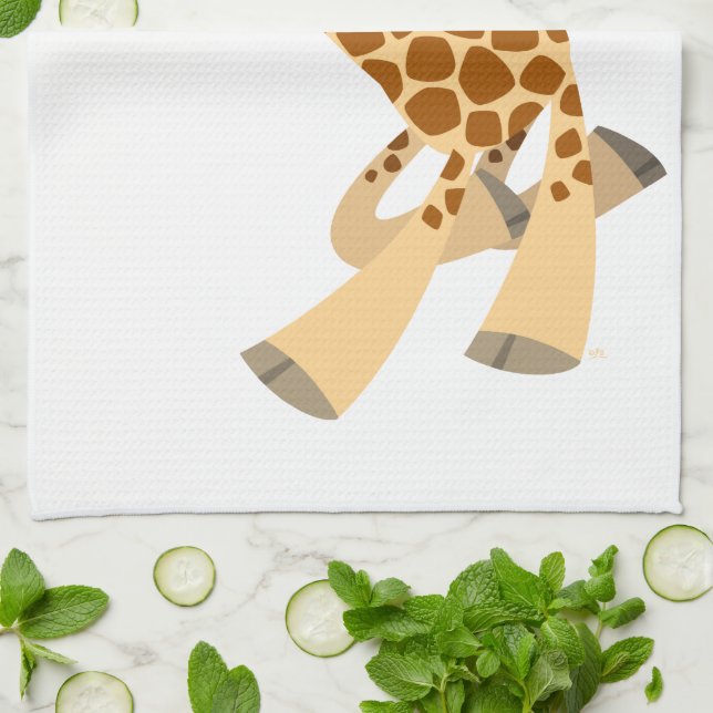 Cute Personalizado Ambling Giraffe Kitchel Toalla (Doblado)