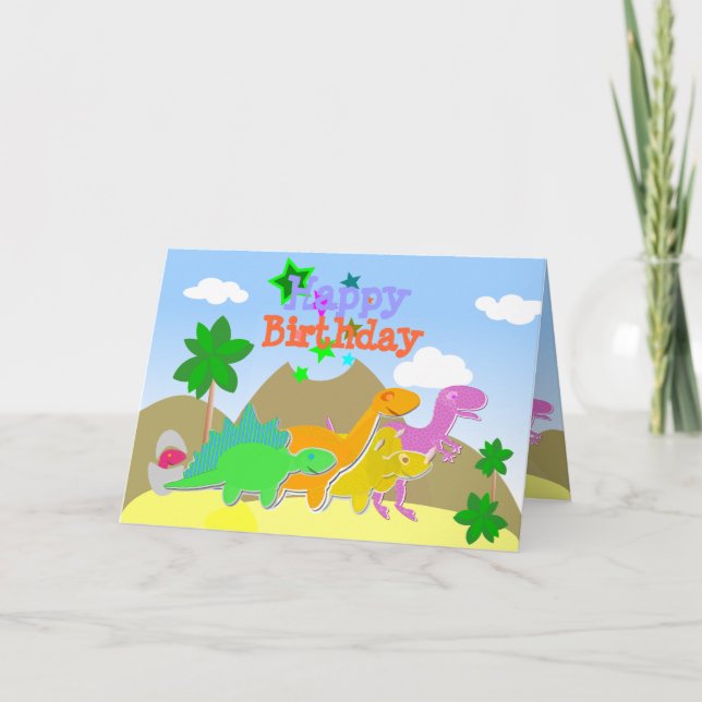 Cute Personalizado Dinosaurios Tarjeta de cumpleañ (Anverso)