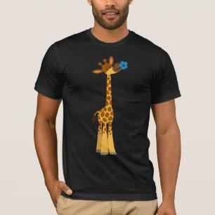 Cute Personalizado Giraffe y la flor camiseta