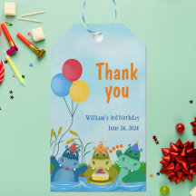 Cute Personalizado Hippo Etiqueta de regalo de cum