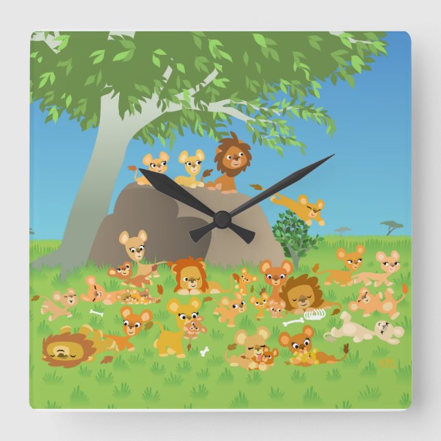 Cute Personalizado Lion Orgullo reloj de pared (Anverso)