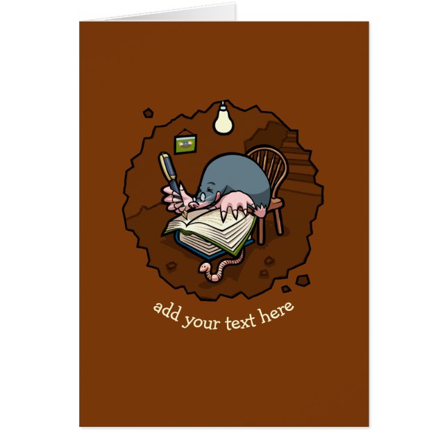 Cute Personalizado Mole Novelist Writing Book In B (Frente)