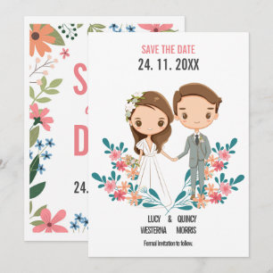 Cute Personalizado Pareja floral Guardar la fecha
