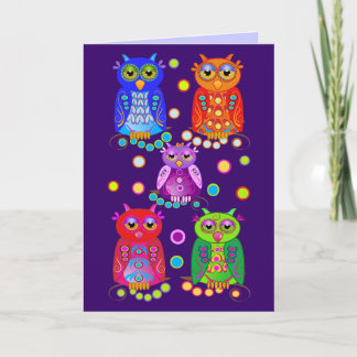 Cute Personalizado tarjeta de cumpleaños con búhos